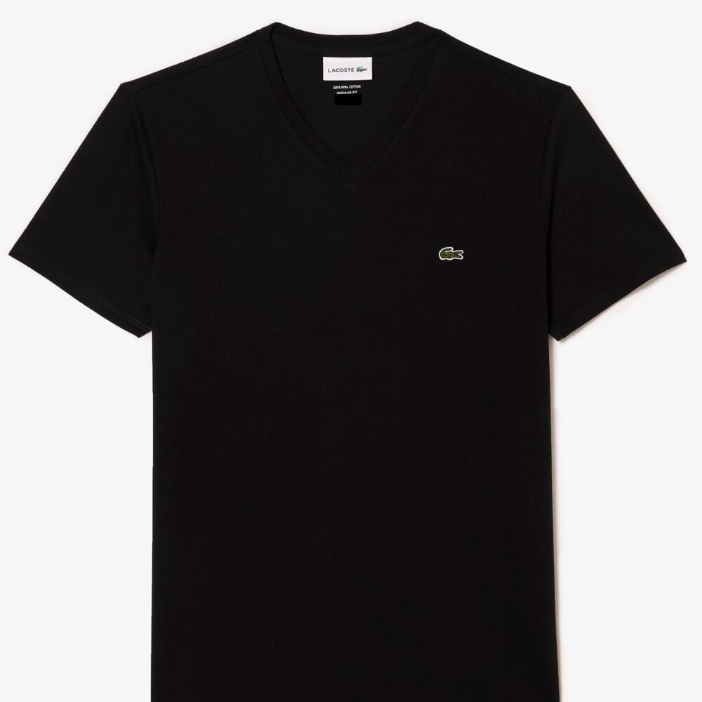 Lacoste Classic Black V-Neck T-shirt Short Sleeve for Men 3XL